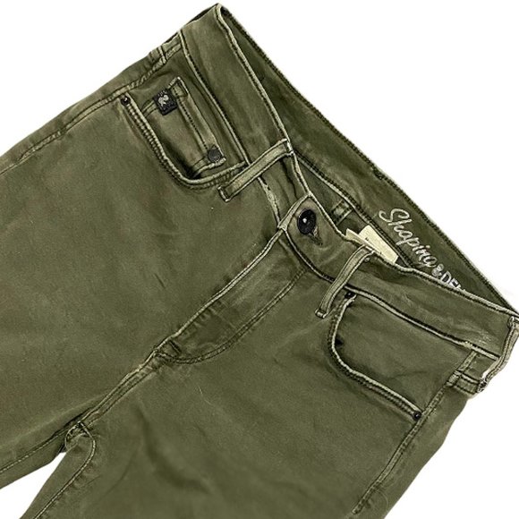 H&M High Waisted Shaping Denim Skinny Jeans Olive - Picture 4 of 8